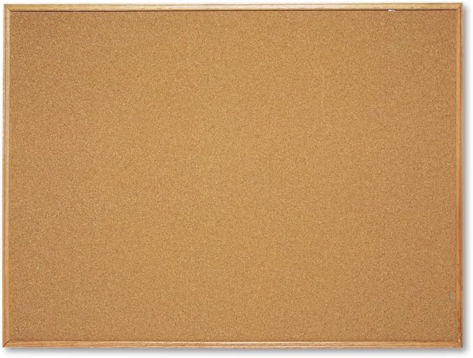 Quartet Cork Board, Bulletin Board, Oak Finish Frame by Quartet