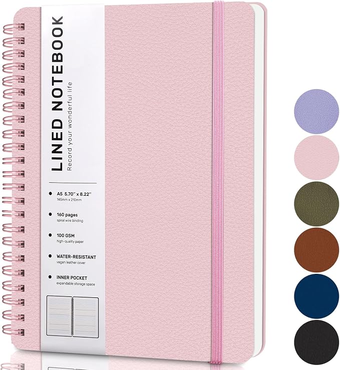 ABERLLS Pink Lined Spiral Journal Notebook by ABERLLS