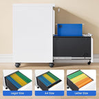 MIIIKO 2 Drawer File Cabinet on Wheels, Home Office Mobile File Drawers Under - Image 4