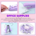 Swpeet 9Pcs Purple Office Supplies Kit, Desk Accessories Including Stapler - Image 5