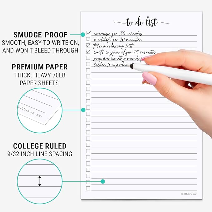 321Done To Do List Notepad, Made in USA - Image 3