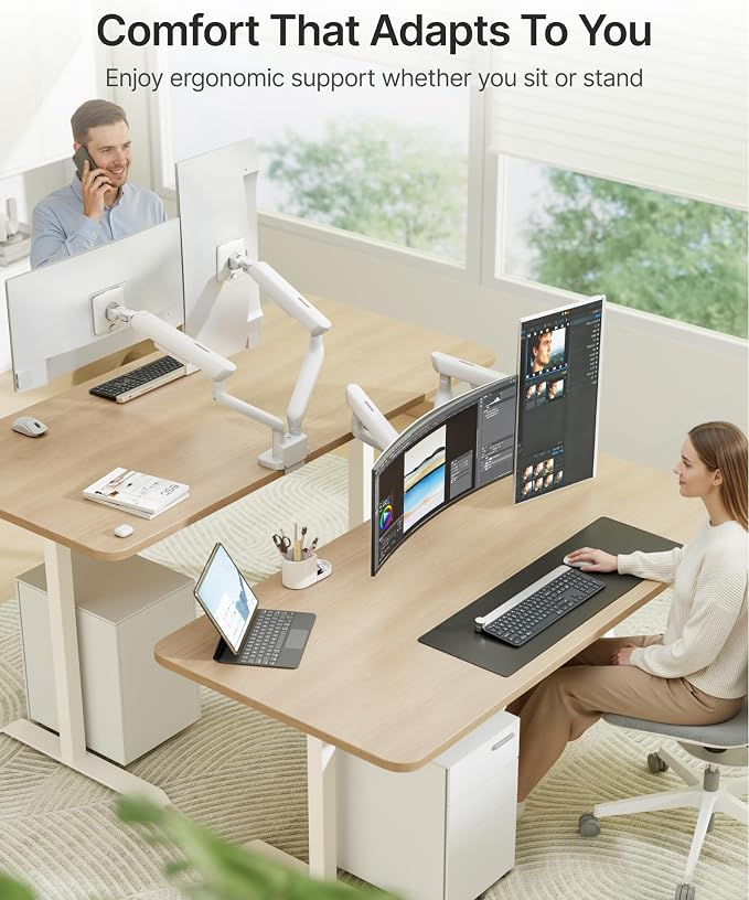 monTEK Dual Monitor Arm, Mechanical Spring Monitor Arm - Image 7
