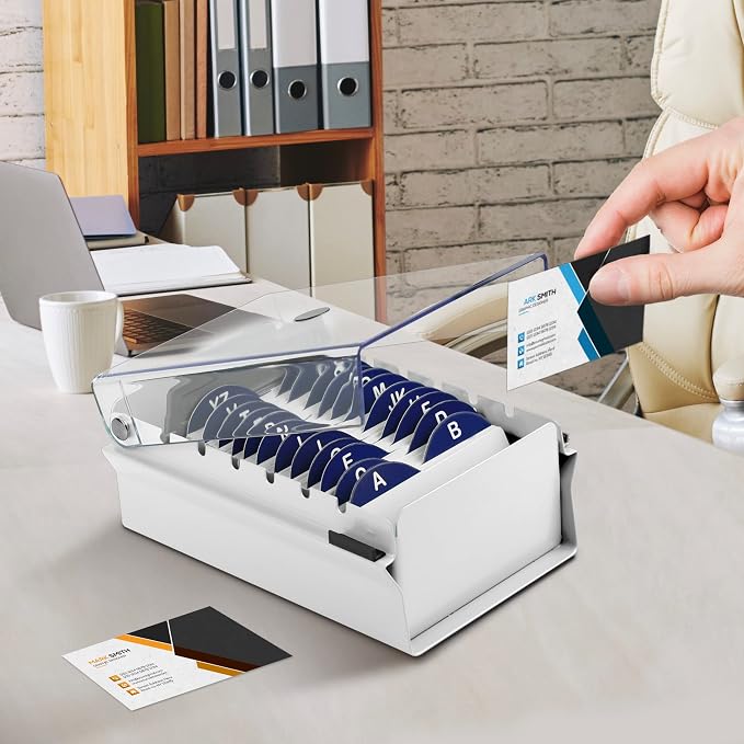 Acrimet Index Business Card Size File Holder Organizer Box Metal Base Heavy Duty - Image 4