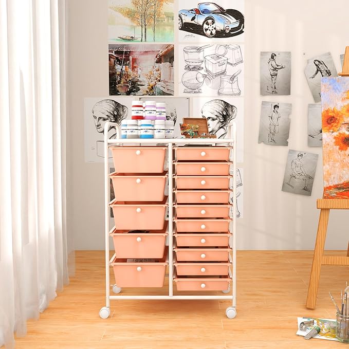 GOFLAME 15-Drawer Rolling Storage Cart, Craft Storage Cart - Image 8