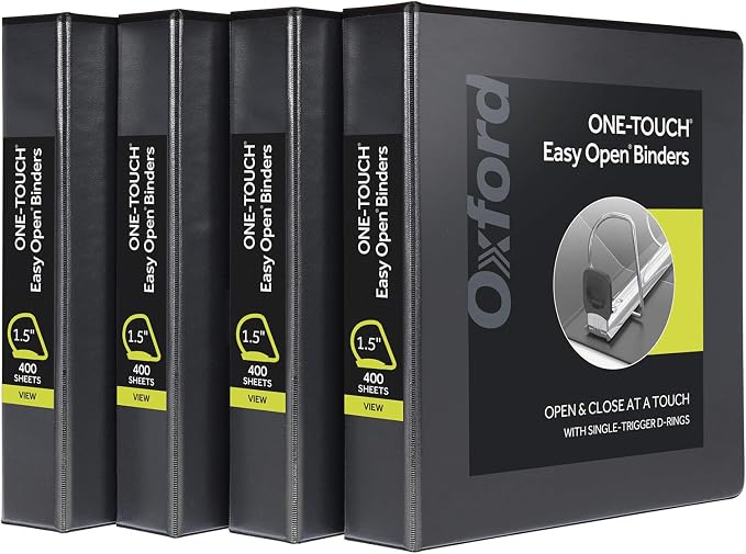 Oxford 3 Ring Binders, Binders for School and Office, Durable 1.5 Inch by Oxford