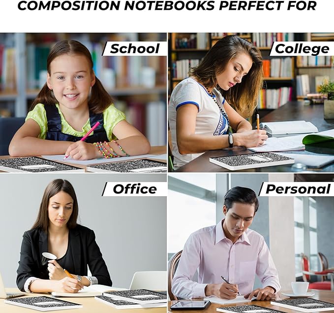 Rosmonde 50 Pack Composition Notebooks Bulk Wide Ruled, 200 Pages, 9-3/4 x 7-1/2 - Image 6