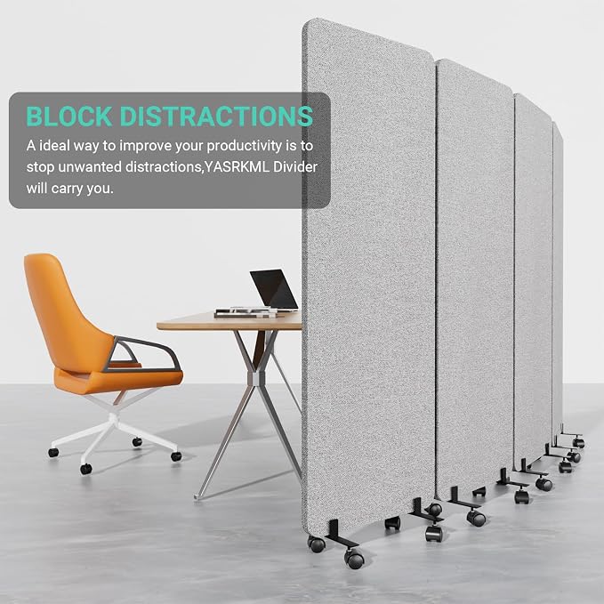 Soundproof Room Divider W/Wheels, 66in Office Dividers - Image 2