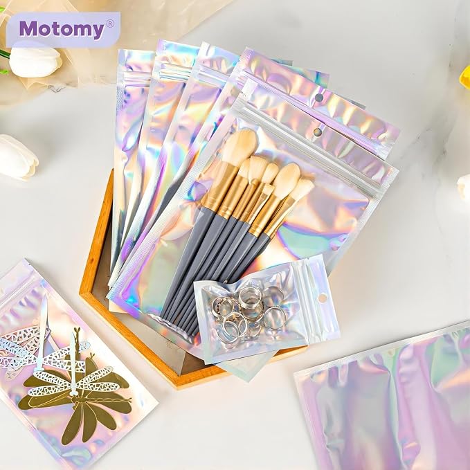 100Pcs Holographic Packaging Bags, 5.9x8.6 inch Resealable Foil Pouch Mylar - Image 3