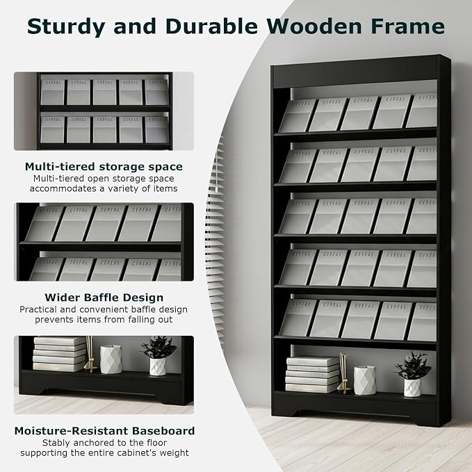 LHIUGE 5-Layer Brochure Display Rack, Freestanding Wooden Magazine Rack - Image 3