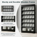 LHIUGE 5-Layer Brochure Display Rack, Freestanding Wooden Magazine Rack - Image 3