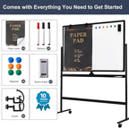 Dry Erase Whiteboard Easel on Wheels - Image 3