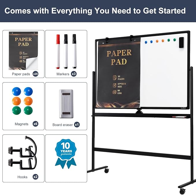 Dry Erase Whiteboard Easel on Wheels - Image 3