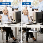 NoDrill 2 Pack 15.7" Under Desk Cable Management Tray, Sturdy Metal Cord - Image 2