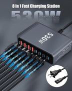530W USB C Charger Block, 8-Port USB C Charging Station GaN IV Travel - Image 3