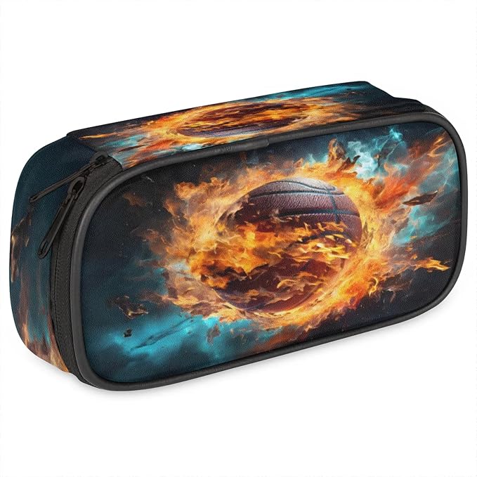 Pardick Pencil Case，Basketball Fire Big Capacity Pencil Pouch Coin Pouch by Pardick