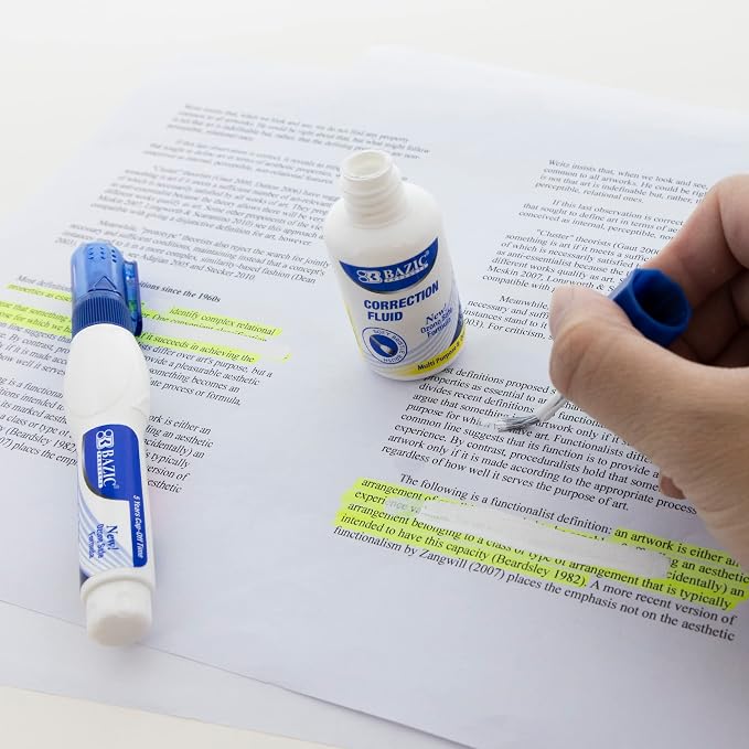 BAZIC Metal Tip Correction Pen & Correction Fluid - Image 2
