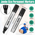 Fuutreo 16 Pcs Jumbo Size Permanent Markers Bulk Large Chisel Tip Permanent - Image 2