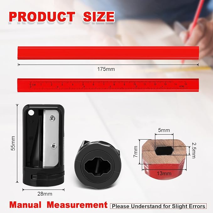 Honoson 200 Pcs Flat Construction Pencils - Image 2