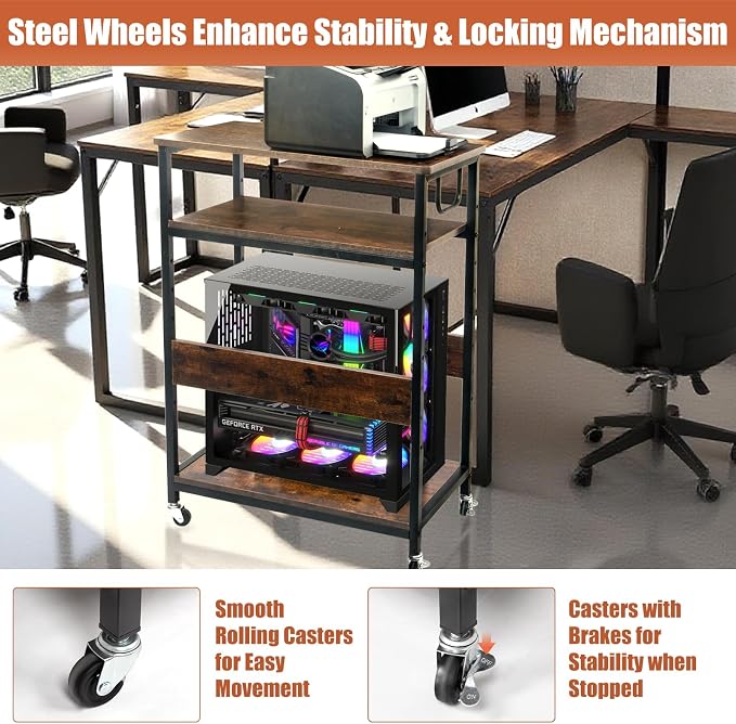 Extra Large Height Adjustable Computer Tower Stand, Computer & Machine Carts - Image 3