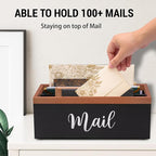 100% Real Wood Mail Organizer for Countertop, Dual-Sided Mail Script Design - Image 7