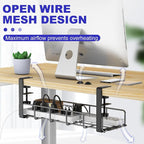 Under Desk Cable Management Tray, 31.5'' No Drill Steel Cable Tray Organizers - Image 7