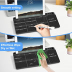 Desktop Glass Whiteboard with Storage, Weekly Calendar Desk Dry Erase White - Image 4
