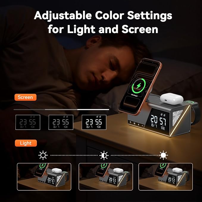 TobenONE 6-in-1 Alarm Clock Wireless Charging Station - Image 4