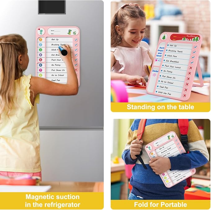 Magnetic Chore Chart for Kids, ADHD Task Tracker Easy-Check Routine Dry Erase - Image 2