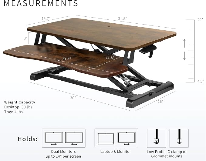 VIVO 32 inch Desk Converter, K Series, Height Adjustable Sit to Stand Riser - Image 3