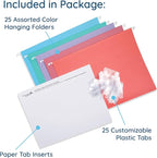 25 Blue Summit Supplies Pretty Hanging File Folders, Pastel Gem Tone Assorted - Image 3