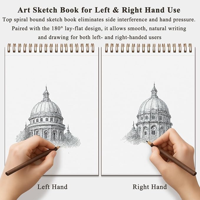 Fuxi 9" x 12" Sketch Book, Top Spiral Bound Sketch Pad, 100 Sheets 68lb/100gsm - Image 7