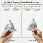 Fuxi 9" x 12" Sketch Book, Top Spiral Bound Sketch Pad, 100 Sheets 68lb/100gsm - Image 7