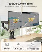monTEK Dual Monitor Arm with USB, Mechanical Spring Monitor Arm - Image 2