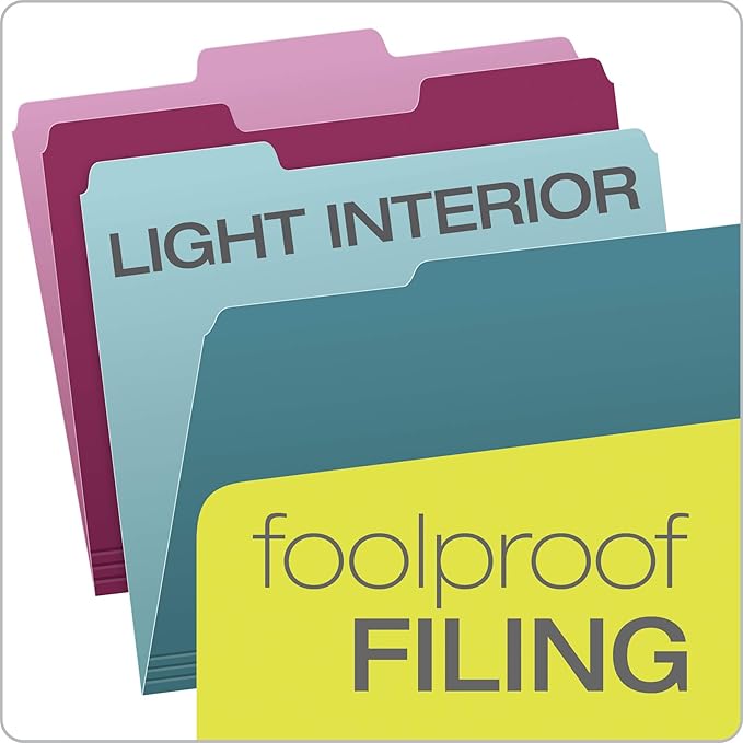 Pendaflex Two Tone Color File Folders, Letter Size, 1/3-Cut Tabs, 5 Color - Image 3