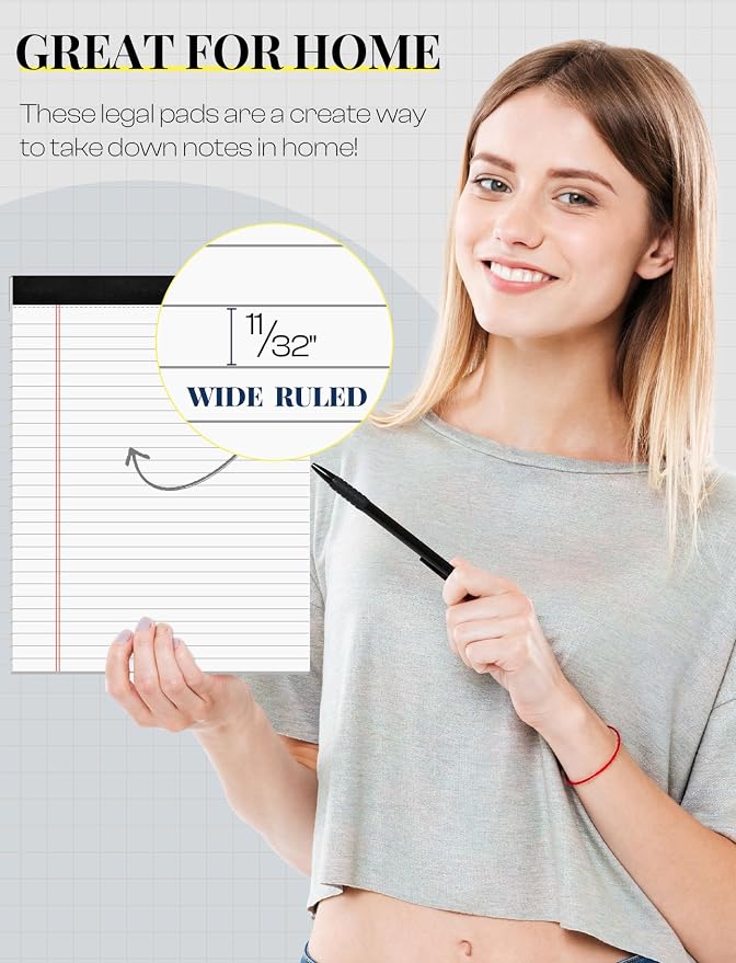 24 Pack Legal Pads 8.5 x 11 White Note Pads 8.5 x 11 Notepads 8.5 x 11 Wide - Image 3