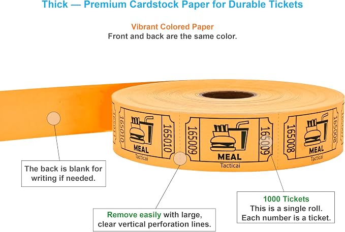 Tacticai 1000 Raffle Tickets, Single Roll, Ticket - Image 2