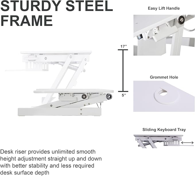Rocelco 37.5" Height Adjustable Standing Desk Converter - Image 5