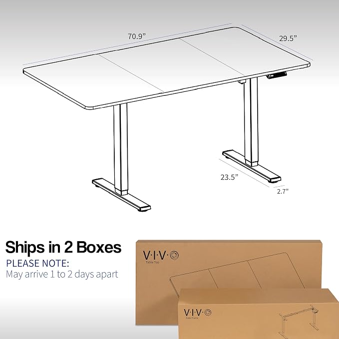 VIVO Electric 71 x 30 in Rustic Standing Desk, Memory Height Adjustment - Image 3