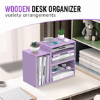 SHARKWOODS Wood Desk Organizer, 3 Tier Paper Tray Organizer - Image 3