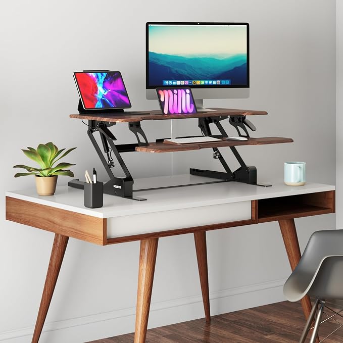 Mount-It! 38 Inch Standing Desk Converter, Sit Stand Desk Riser - Image 2