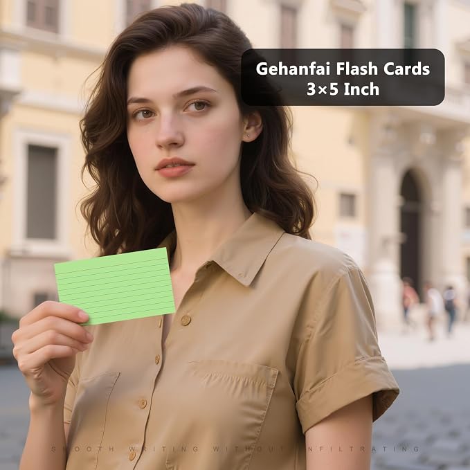 250 Count Index Cards 3 x 5 Inch, Heavyweight Green Lined Note Cards Portable - Image 5