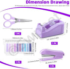 Swpeet 9Pcs Purple Office Supplies Kit, Desk Accessories Including Stapler - Image 3