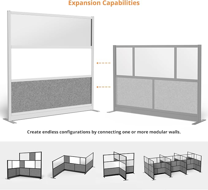 Stand Up Desk Store Workflow Modular Wall | 70'' x 70'' Wall | Expandable - Image 3