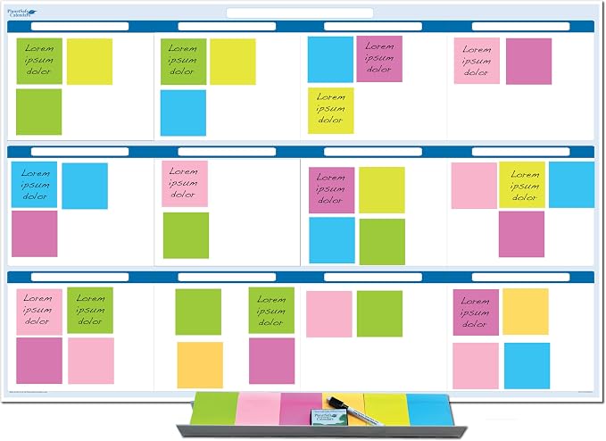 Sky Blue 12 Section Task, Objective and Goals Planning System Horizontal 32" by PlanetSafeCalendars