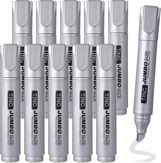 Fuutreo 10 Pack Jumbo Permanent Markers Bulk Large Chisel Tip Permanent Markers by Fuutreo