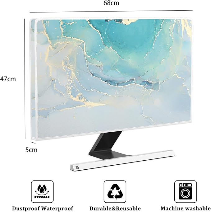 Baocicco Blue Green Marble Monitor Dust Cover 26, 28 Inch Creative Anti-Static - Image 2