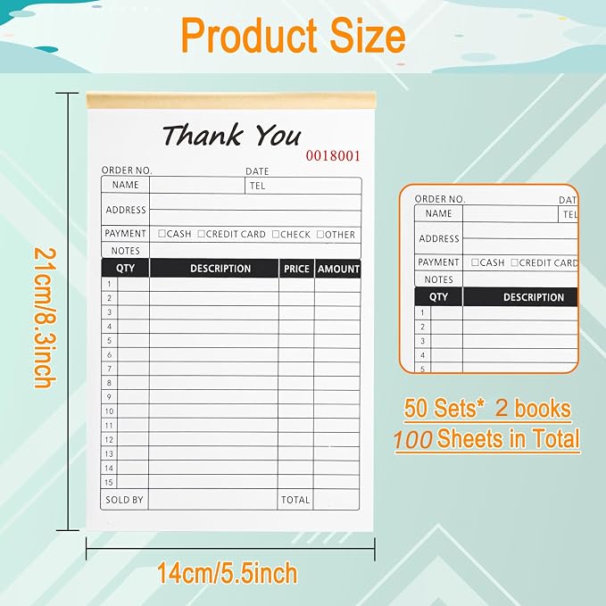 Receipt Book with Cardboard 2-Part Carbonless, Order Forms - Image 2