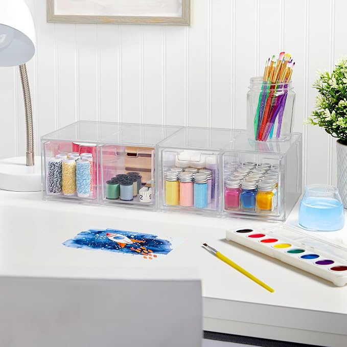 STORi Chloe Space-Saving Clear Drawer Organizer Sort Office, Beauty Supplies - Image 7