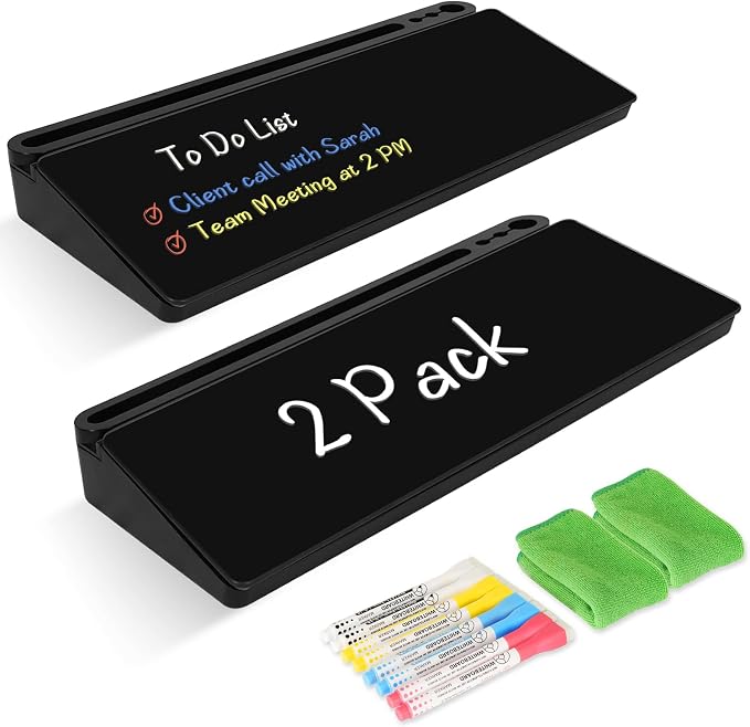2 Pack Desktop Glass Whiteboard by WALGLASS