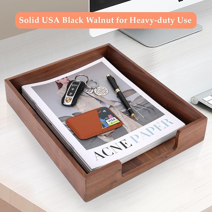 Bamber Wood Letter Tray Wooden Desk Organizer Paper Document File Tray - Image 5